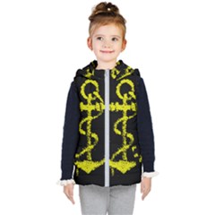 French Navy Golden Anchor Symbol Kids  Hooded Puffer Vest by abbeyz71