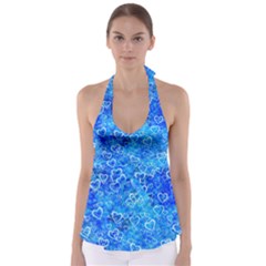 Valentine Heart Love Blue Babydoll Tankini Top by Mariart