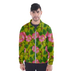 Roses Flowers Pattern Bud Pink Windbreaker (men) by Pakrebo