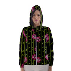 Rose Abstract Rose Garden Hooded Windbreaker (women) by Pakrebo