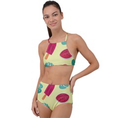 Watermelon Leaves Strawberry High Waist Tankini Set by Pakrebo