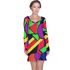 Background Color Art Pattern Form Long Sleeve Nightdress by Pakrebo