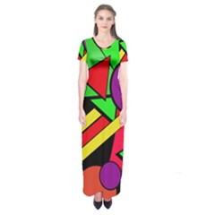Background Color Art Pattern Form Short Sleeve Maxi Dress by Pakrebo