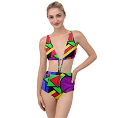 Background Color Art Pattern Form Tied Up Two Piece Swimsuit by Pakrebo
