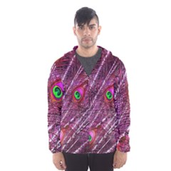 Red Peacock Feathers Color Plumage Hooded Windbreaker (men) by Pakrebo