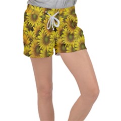 Surreal Sunflowers Women s Velour Lounge Shorts by retrotoomoderndesigns