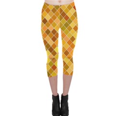 Square Pattern Diagonal Capri Leggings  by Mariart