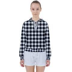 Square Diagonal Pattern Women s Tie Up Sweat by Mariart