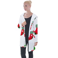 Christmas Stocking Candle Longline Hooded Cardigan by Mariart