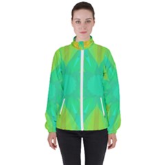 Kaleidoscope Background Green High Neck Windbreaker (women) by Mariart