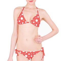 Polka Dot On Living Coral Classic Bikini Set by LoolyElzayat