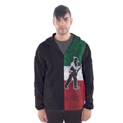 Flag Patriote Quebec Patriot Red Green White Grunge Vieux Patriot Henri Julien Hooded Windbreaker (men) by Quebec