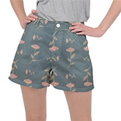 Florets In Grey Stretch Ripstop Shorts by WensdaiAmbrose