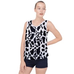 Black On White Cow Skin Bubble Hem Chiffon Tank Top by LoolyElzayat