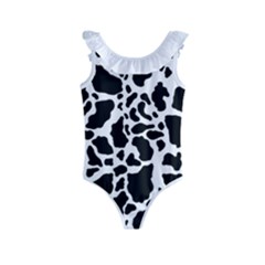 Black On White Cow Skin Kids  Frill Swimsuit by LoolyElzayat