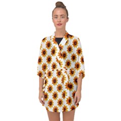 Sunflower Digital Paper Yellow Half Sleeve Chiffon Kimono