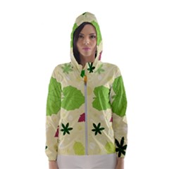 Leaves Background Leaf Hooded Windbreaker (women) by Mariart