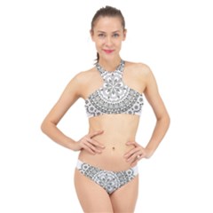 Vector Mandala Drawing Decoration High Neck Bikini Set by Pakrebo