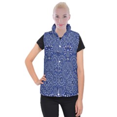 Farbenpracht Kaleidoscope Blue Women s Button Up Vest by Pakrebo