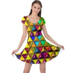 Cube Diced Tile Background Image Cap Sleeve Dress