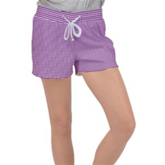 Purple Gingham Women s Velour Lounge Shorts