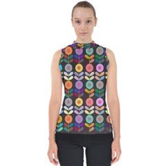 Zappwaits Flowers Mock Neck Shell Top by zappwaits