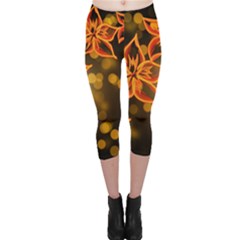 Flowers Background Bokeh Leaf Capri Leggings  by Mariart