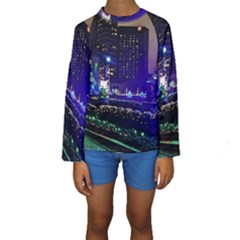 Columbus Commons Lights Kids  Long Sleeve Swimwear by Riverwoman