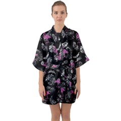Flamingo Pattern Quarter Sleeve Kimono Robe by Valentinaart