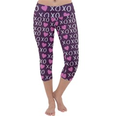 Xo Valentines Day Pattern Capri Yoga Leggings by Valentinaart