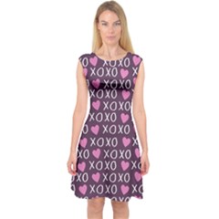 Xo Valentines Day Pattern Capsleeve Midi Dress by Valentinaart