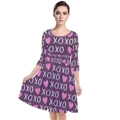 Xo Valentines Day Pattern Quarter Sleeve Waist Band Dress by Valentinaart