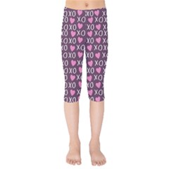 Xo Valentines Day Pattern Kids  Capri Leggings  by Valentinaart