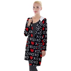 Xo Valentines Day Pattern Hooded Pocket Cardigan by Valentinaart