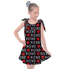 Xo Valentines Day Pattern Kids  Tie Up Tunic Dress by Valentinaart