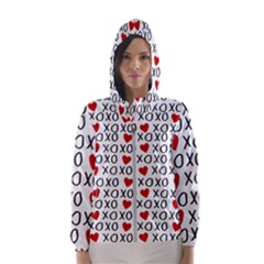 Xo Valentines Day Pattern Hooded Windbreaker (women) by Valentinaart