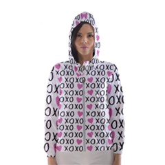 Xo Valentines Day Pattern Hooded Windbreaker (women) by Valentinaart