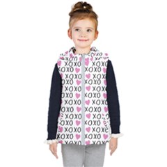 Xo Valentines Day Pattern Kids  Hooded Puffer Vest by Valentinaart