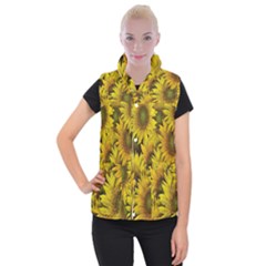 Surreal Sunflowers Women s Button Up Vest