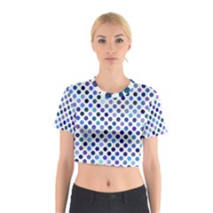 Shades Of Blue Polka Dots Cotton Crop Top by retrotoomoderndesigns