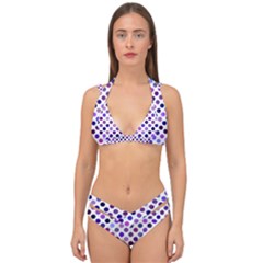 Shades Of Purple Polka Dots Double Strap Halter Bikini Set by retrotoomoderndesigns