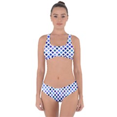 Shades Of Blue Polka Dots Criss Cross Bikini Set
