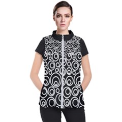 Abstract White On Black Circles Design Women s Puffer Vest by LoolyElzayat