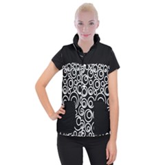 Abstract White On Black Circles Design Women s Button Up Vest by LoolyElzayat