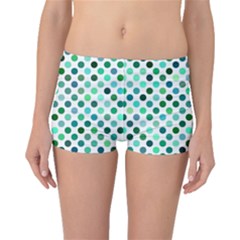 Shades Of Green Polka Dots Boyleg Bikini Bottoms by retrotoomoderndesigns