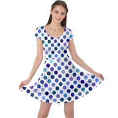 Shades Of Blue Polka Dots Cap Sleeve Dress by retrotoomoderndesigns