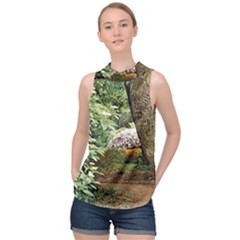 Garden Of The Phoenix High Neck Satin Top by Riverwoman