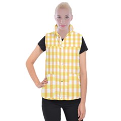 Gingham Duo Orange On Yellow Women s Button Up Vest