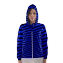 Black And Blue Linear Abstract Print Hooded Windbreaker (Women) View1