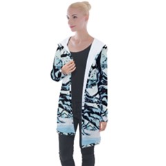 Tree Winter Blue Snow Cold Scene Longline Hooded Cardigan by Pakrebo